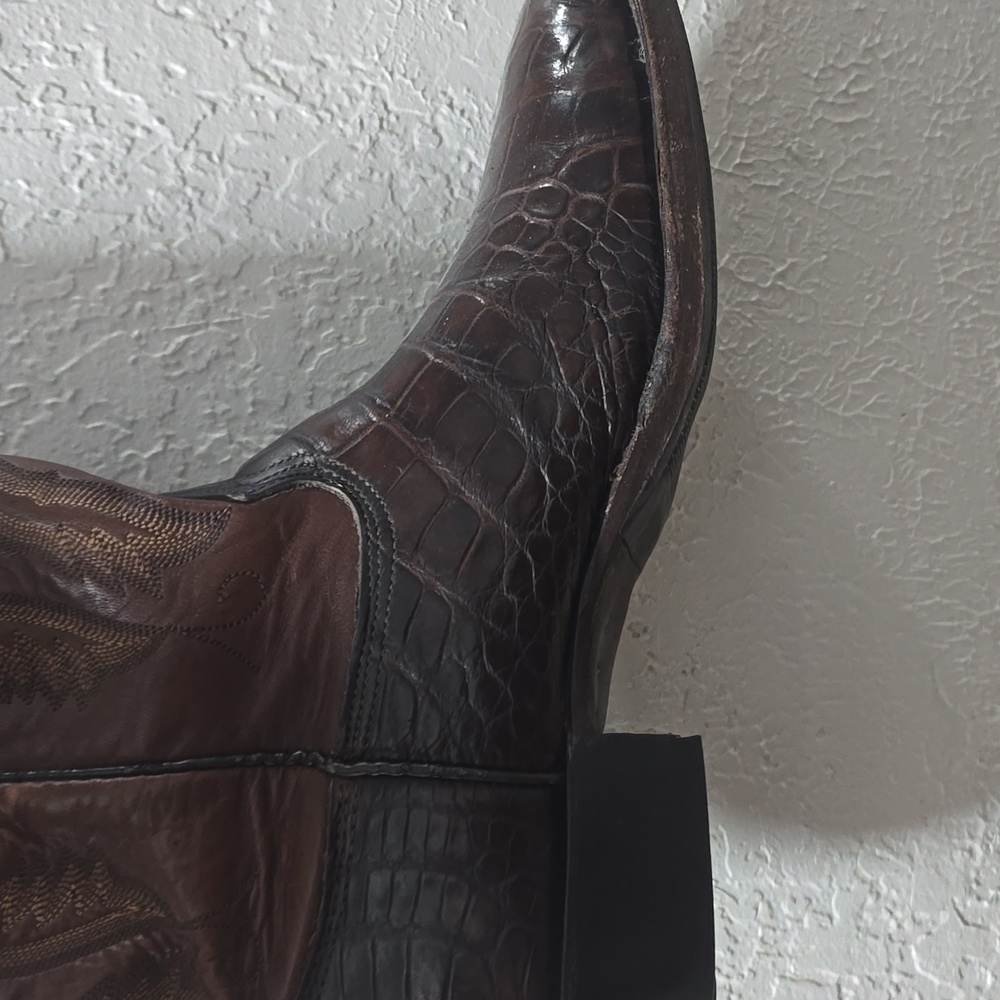 Vintage Exotic Alligator Brown Cowboy Western Boots Premium Leather-Larry Mahan - Picture 11 of 14